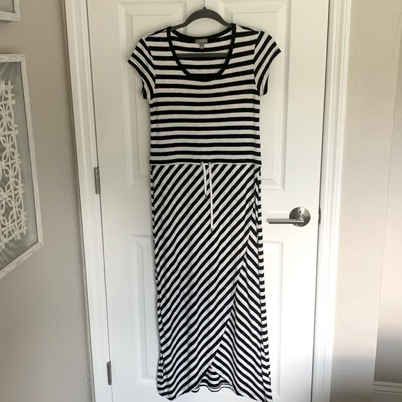 Talbots black and white striped maxi dress size smll - Picture 1 of 6